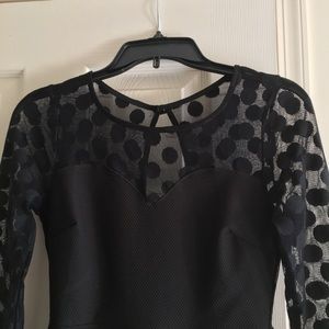 Lulu’s In Hot Dot-ter Long Sleeve Black Dress
